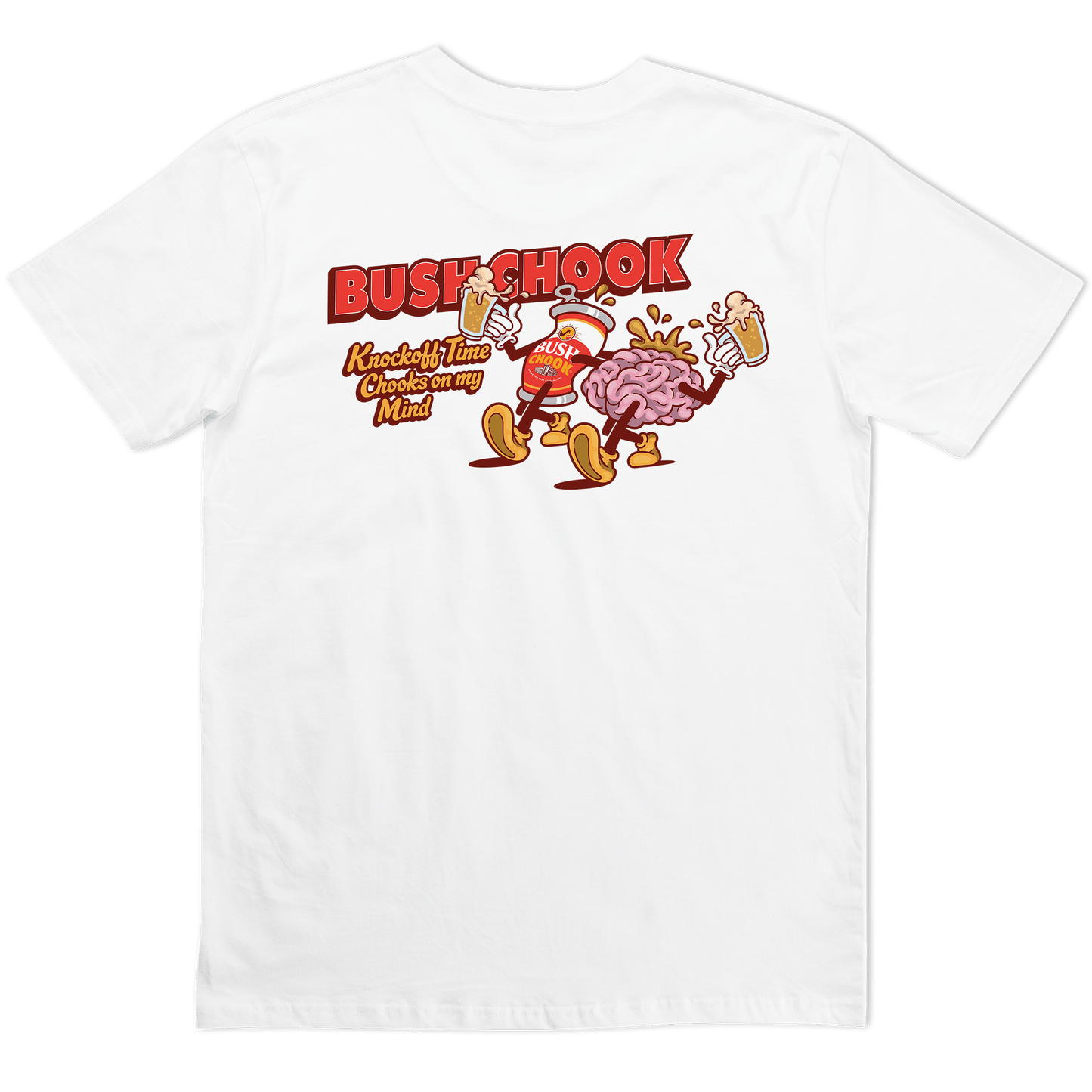 Knock Off Time Tee White T-Shirt Bush Chook