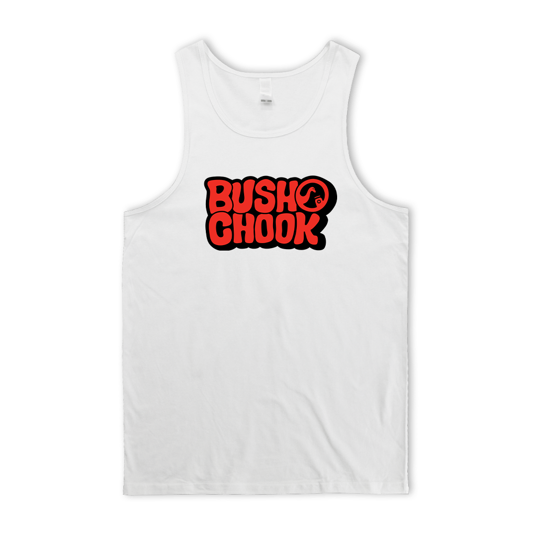 Laxed Logo Singlet White Singlet Bush Chook