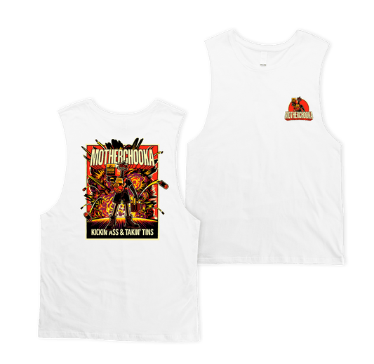 Motherchooka Muscle Tee White Muscle Bush Chook