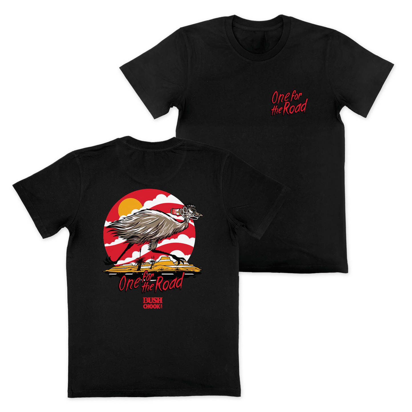 One For The Road Tee Black T-Shirt Bush Chook