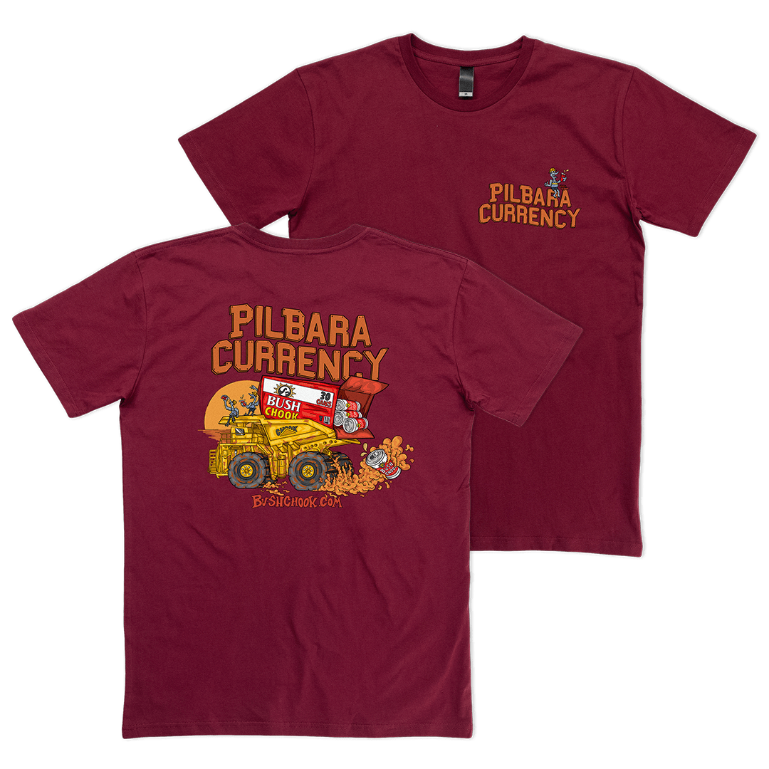 Pilbara Currency Tee Burgundy Shirts & Tops Bush Chook