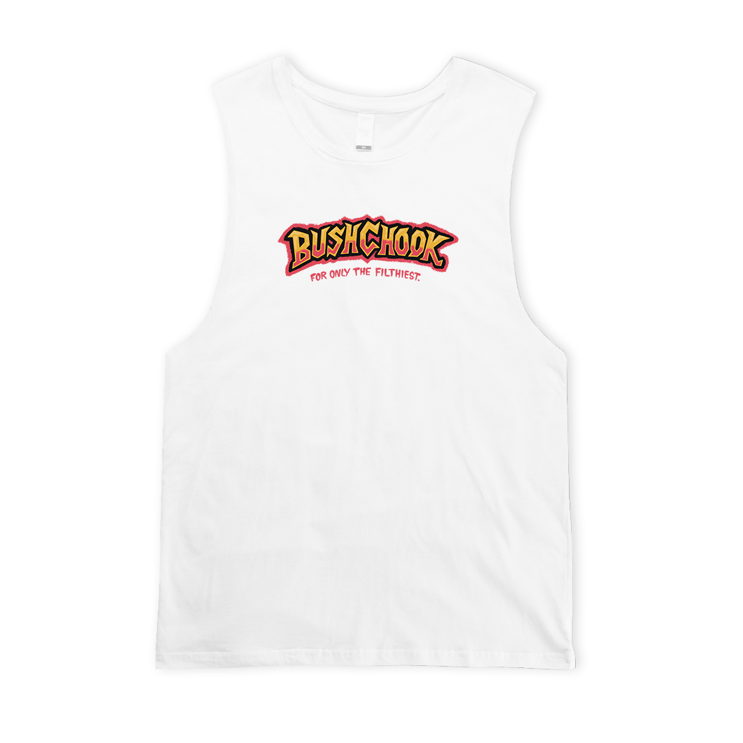 Tag Muscle Tee White Muscle Bush Chook