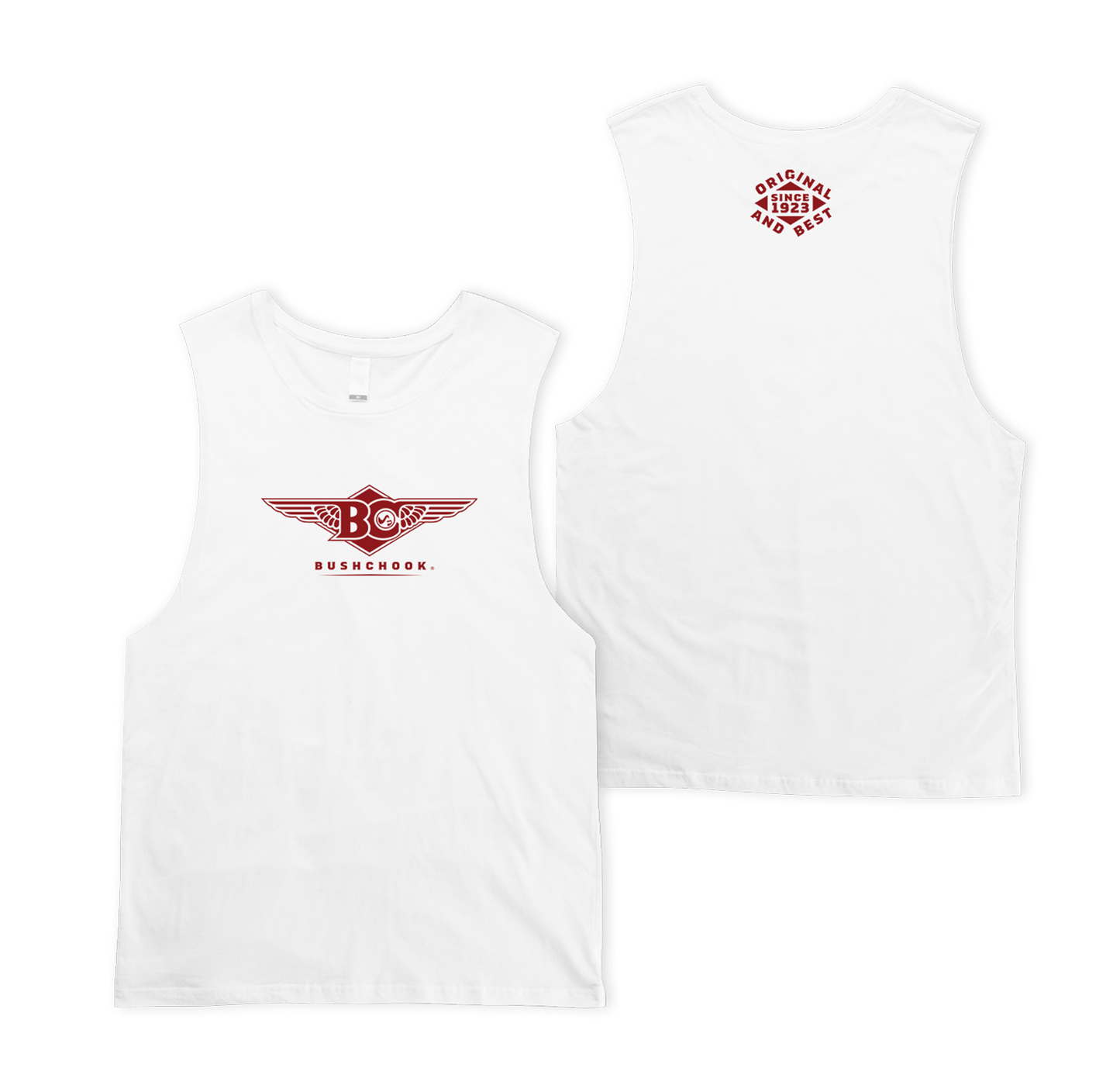 Wings Muscle Muscle Tee White T-Shirt Bush Chook