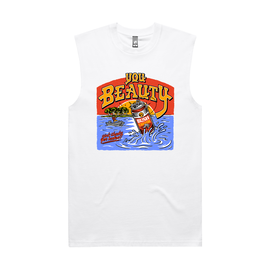 You Beauty Muscle Tee White T-Shirt Bush Chook