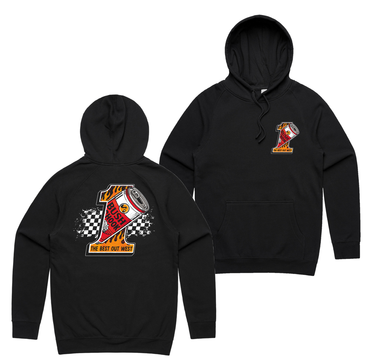 No. 1 Brew Hoodie — Black front & back
