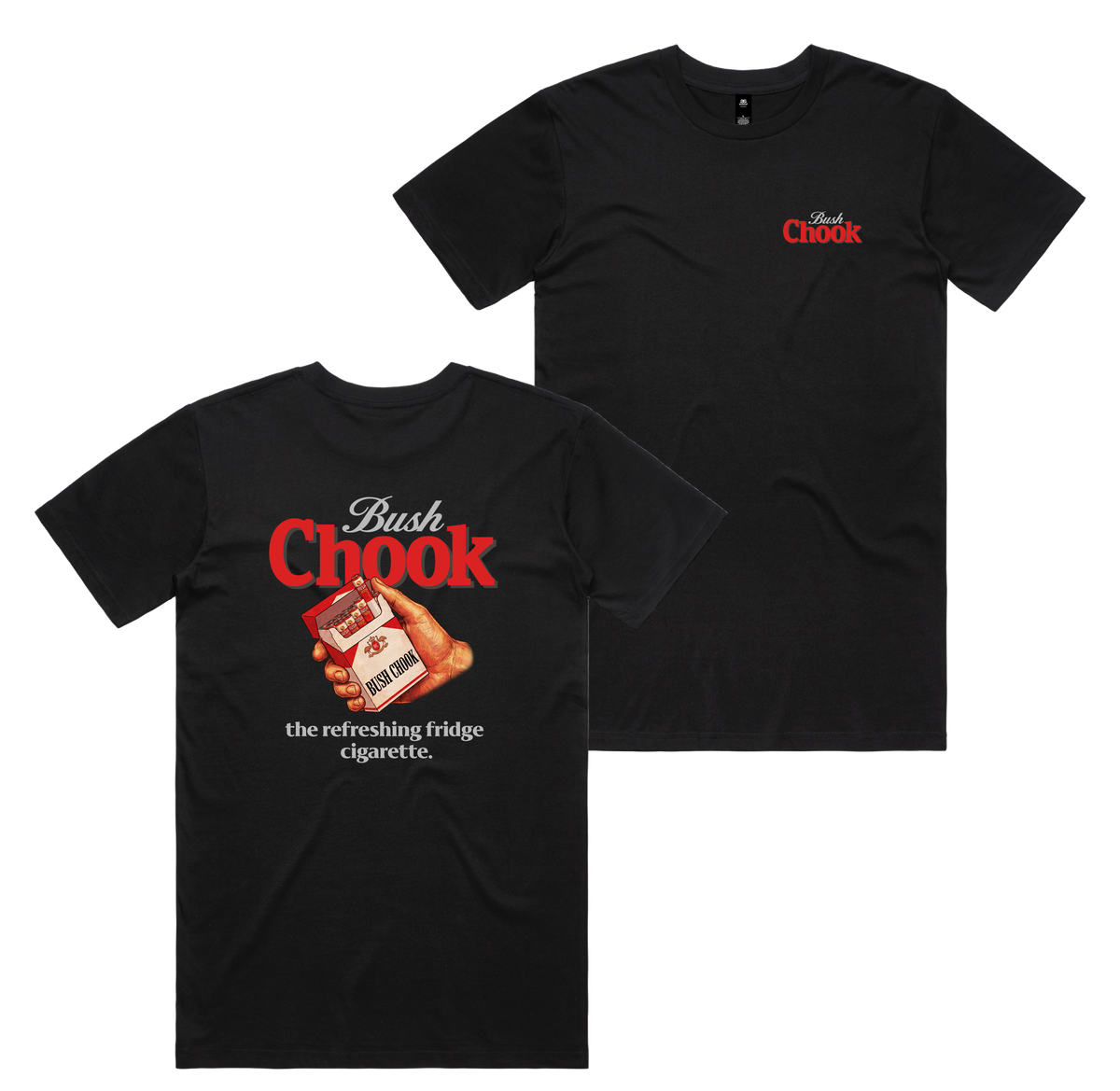 Fridge Ciggie Tee — Black front & back