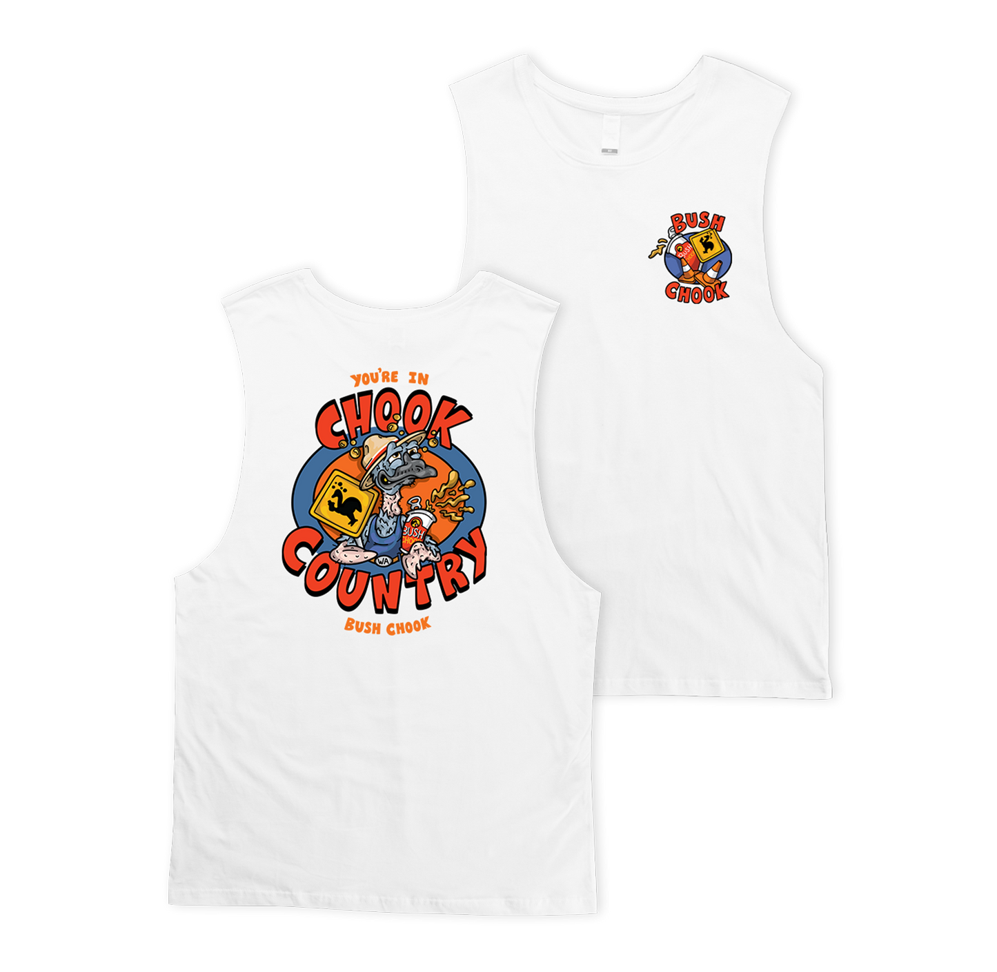 Bush Chook Country Muscle Tee White