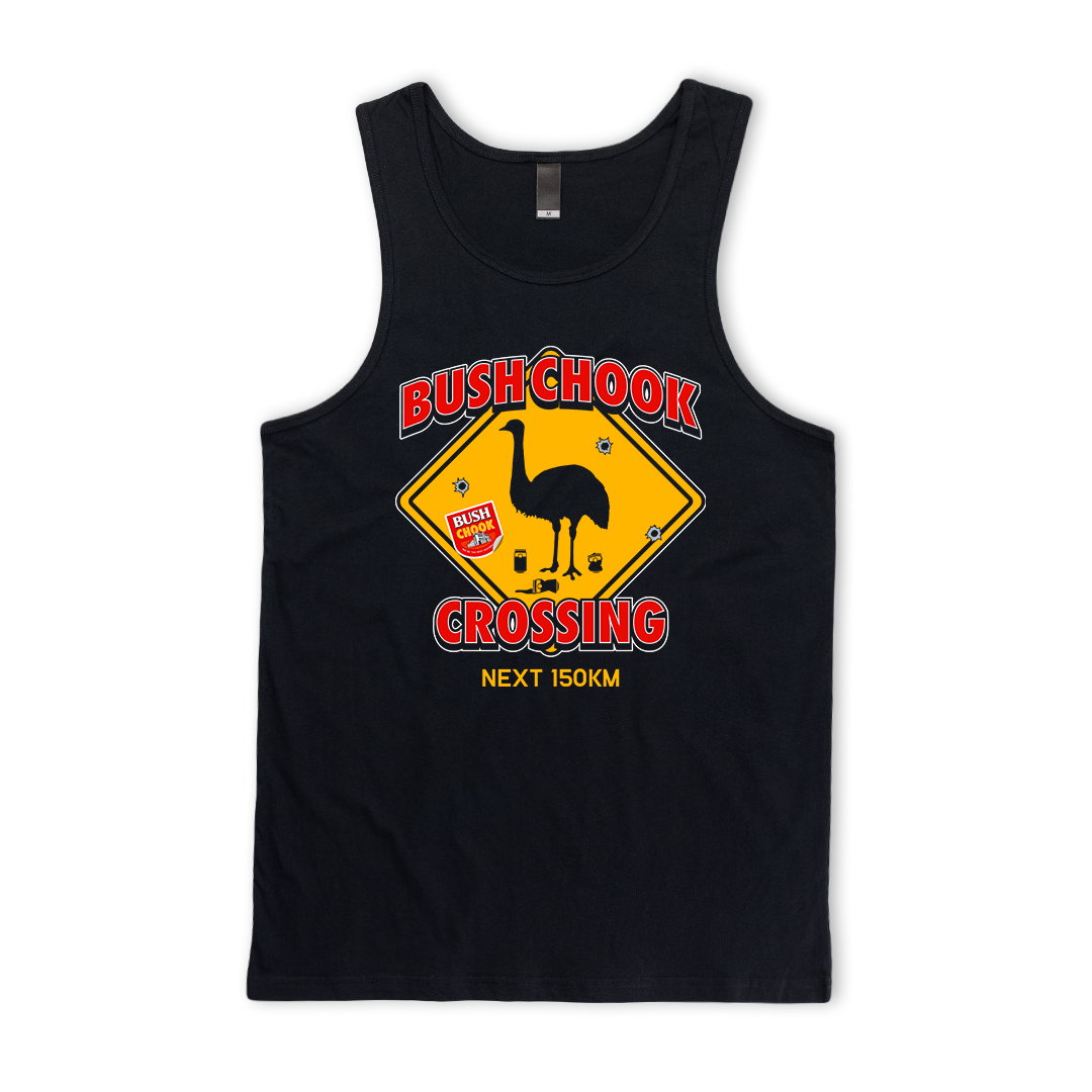 Chook Crossing Singlet Black