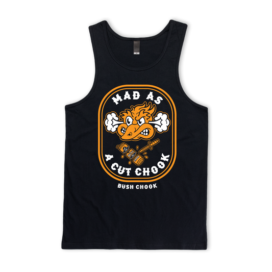 Mad As A Cut Chook Singlet Black