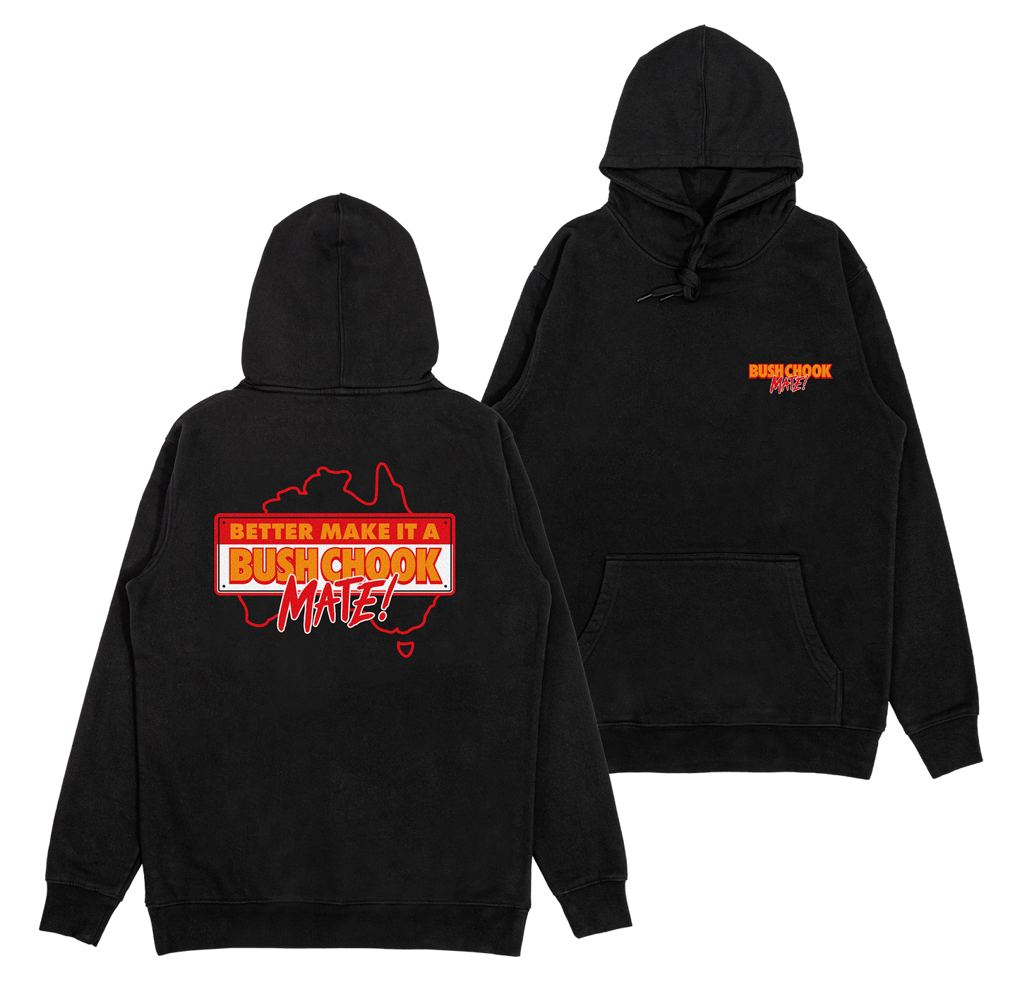 Bush Chook MATE! Hoodie Black