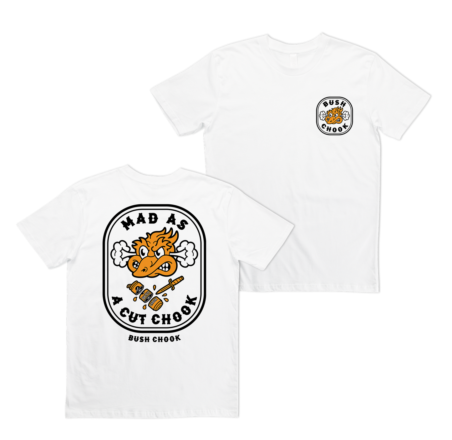 Mad As A Cut Chook Tee White