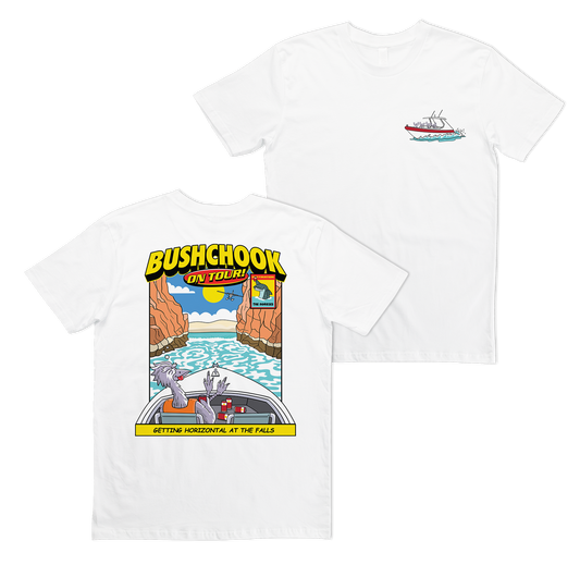 Chooks On Tour: Horizontal Falls Tee White