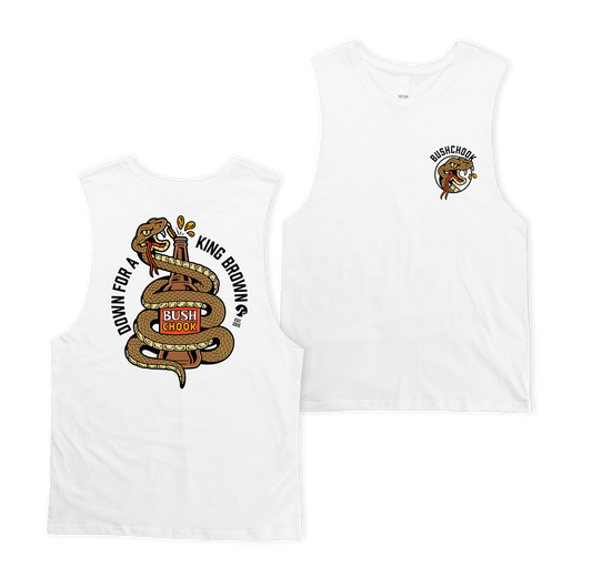 King Brown Muscle Tee White