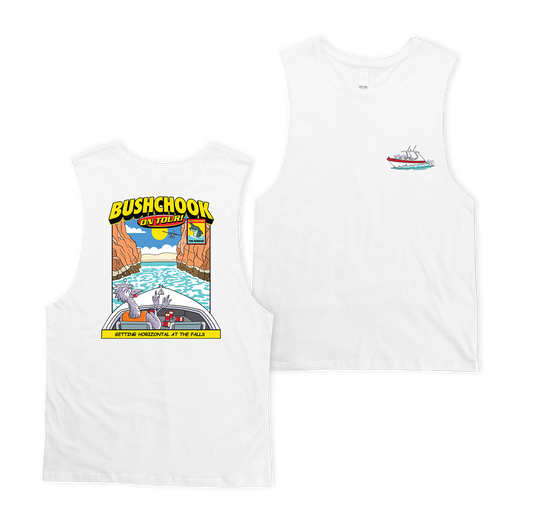 Chooks On Tour: Horizontal Falls Muscle Tee White