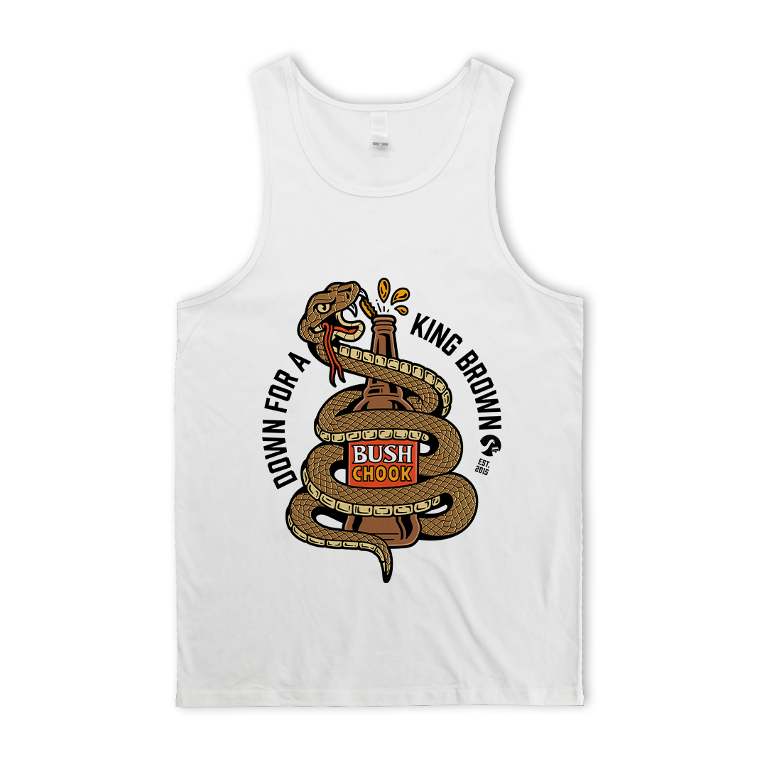 King Brown Singlet White