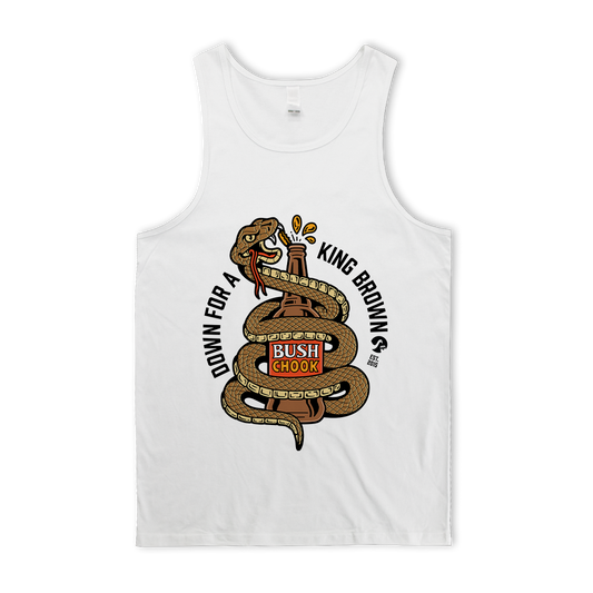 King Brown Singlet White