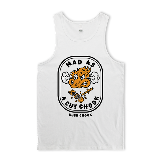 Mad As A Cut Chook Singlet White