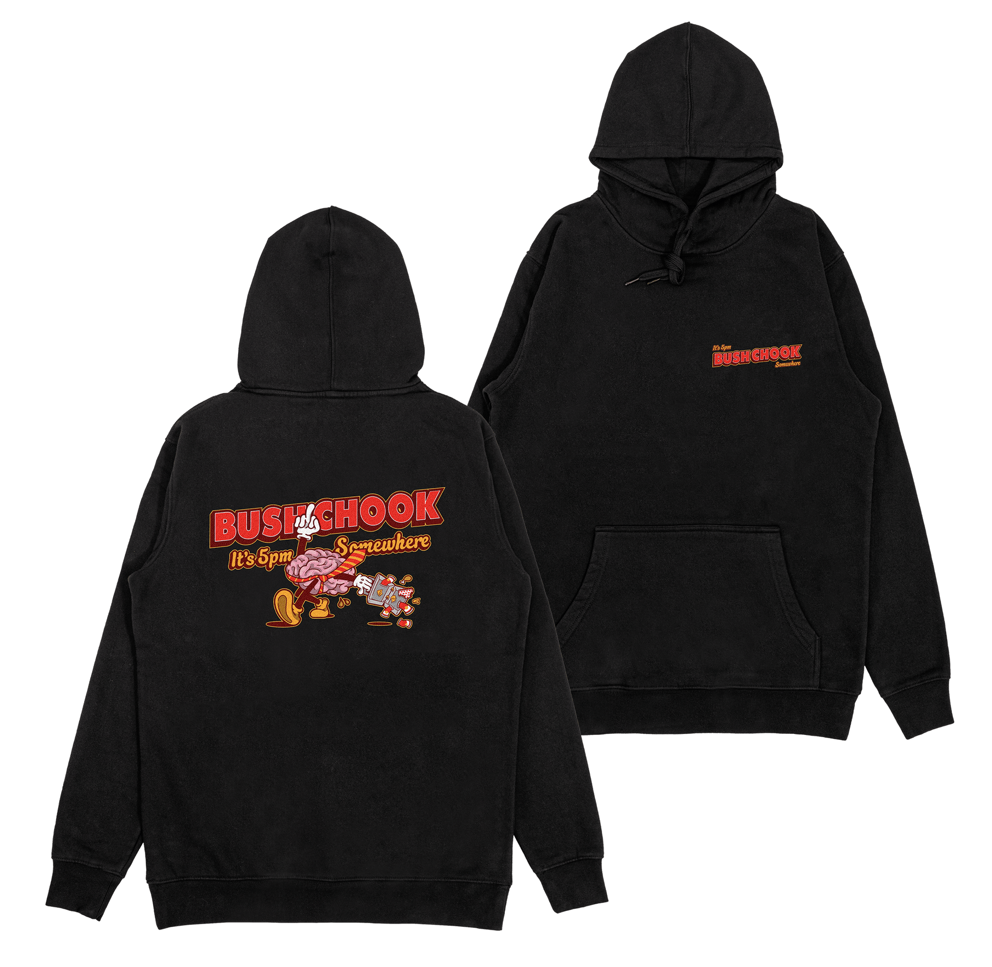 5pm Somewhere Hoodie Black Hoodie Bush Chook