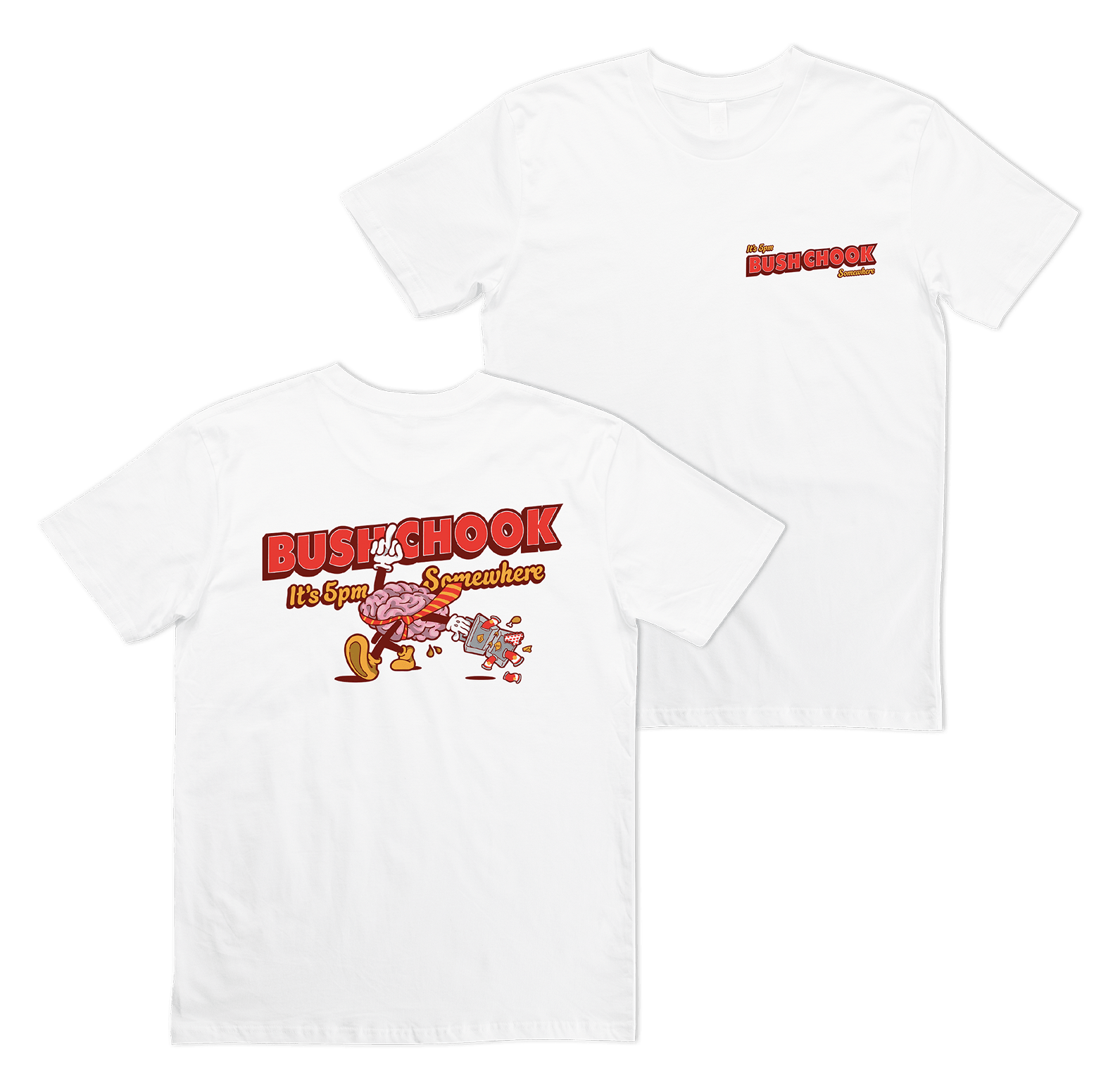 5pm Somewhere Tee White T-Shirt Bush Chook