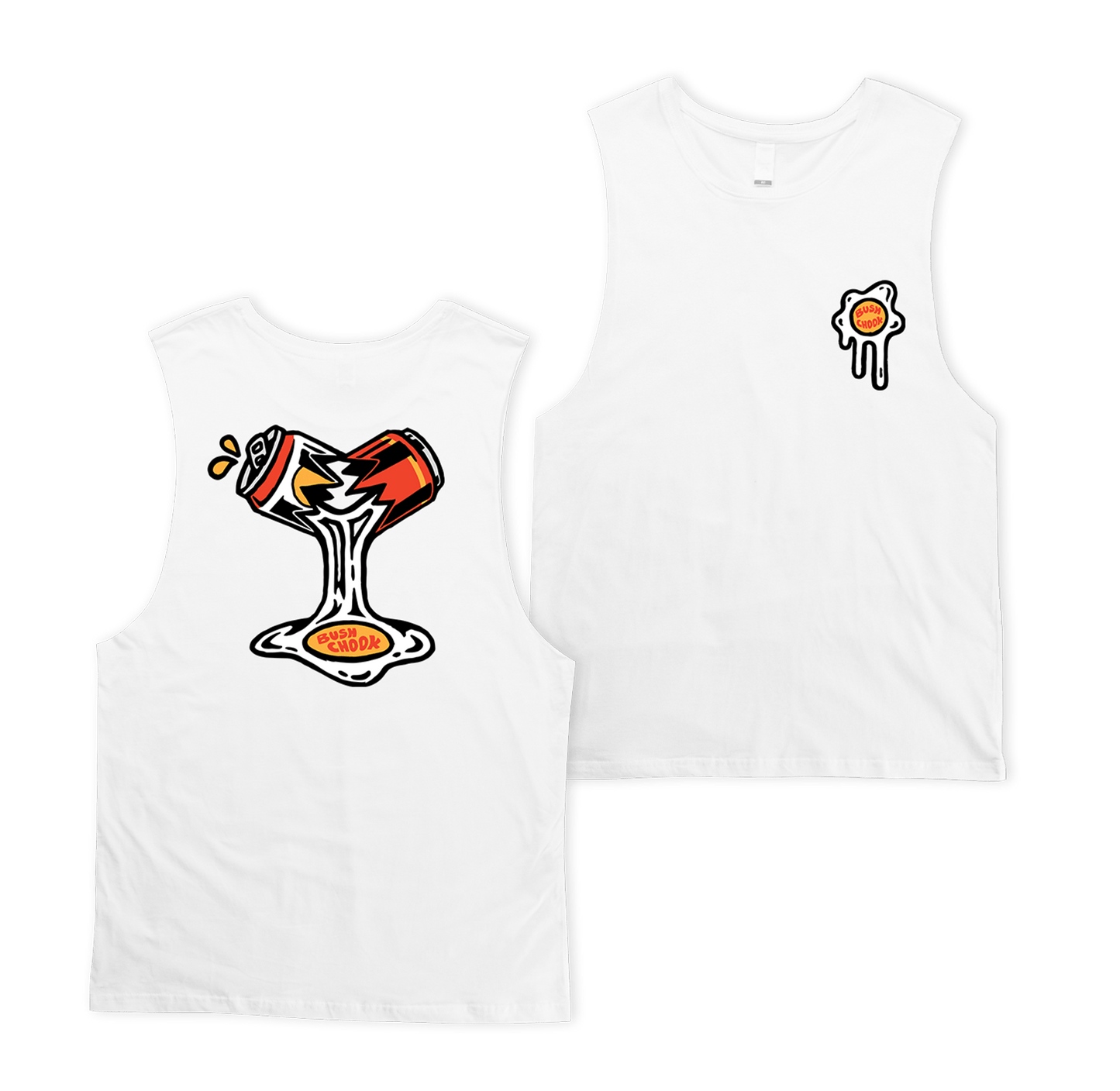Bad Egg Muscle Tee White Muscle Bush Chook
