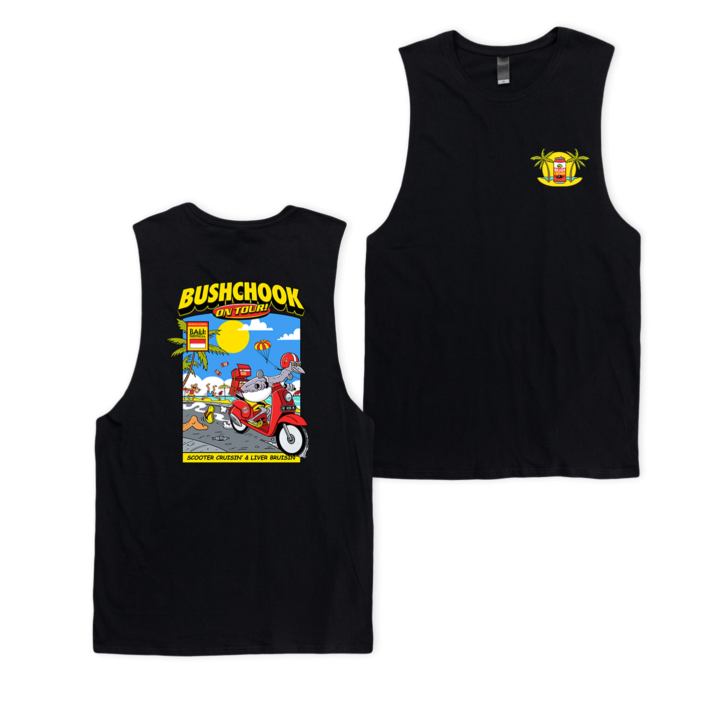 Bali Muscle Tee Black Muscle Bush Chook