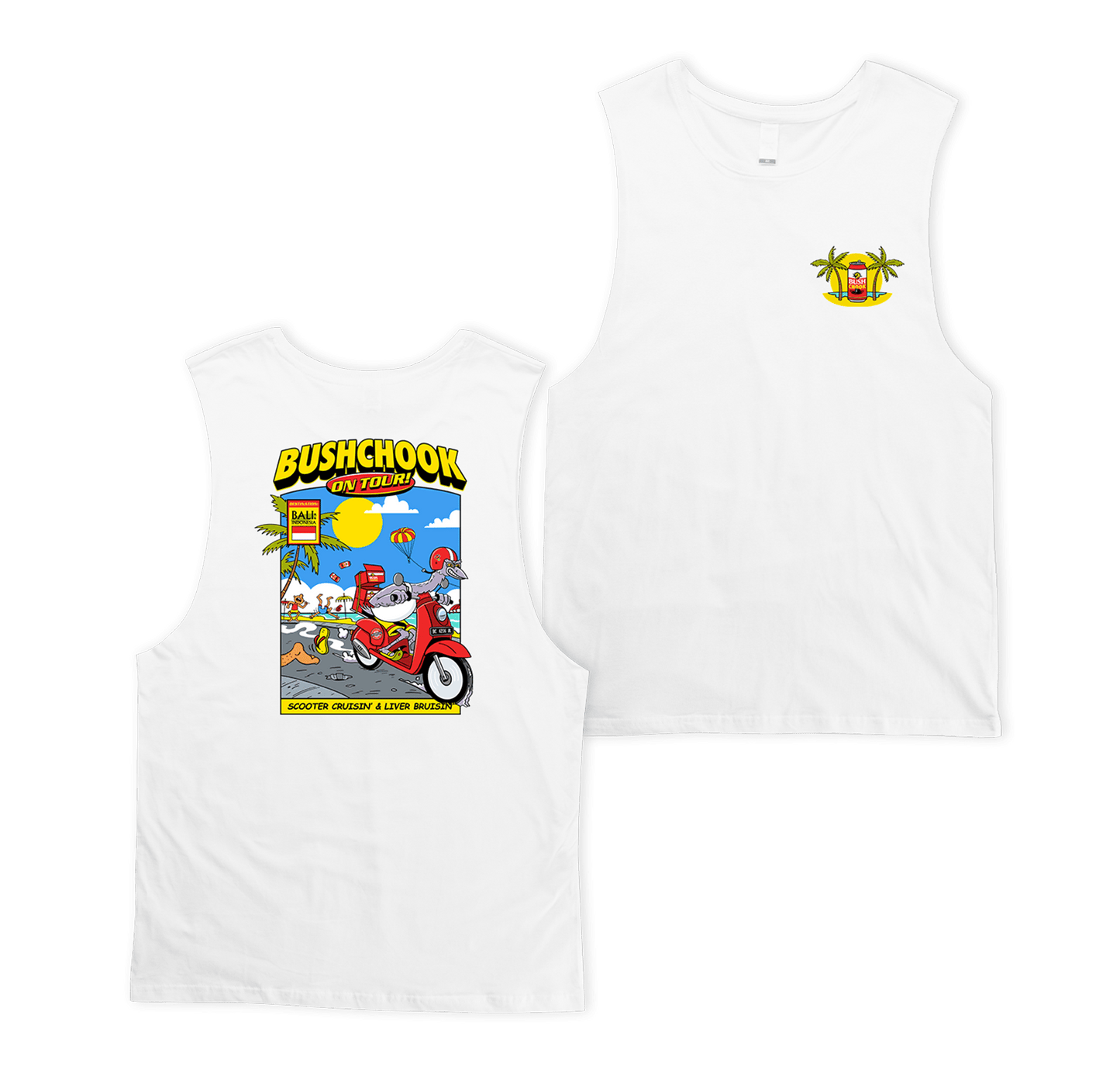 Bali Muscle Tee White Muscle Bush Chook