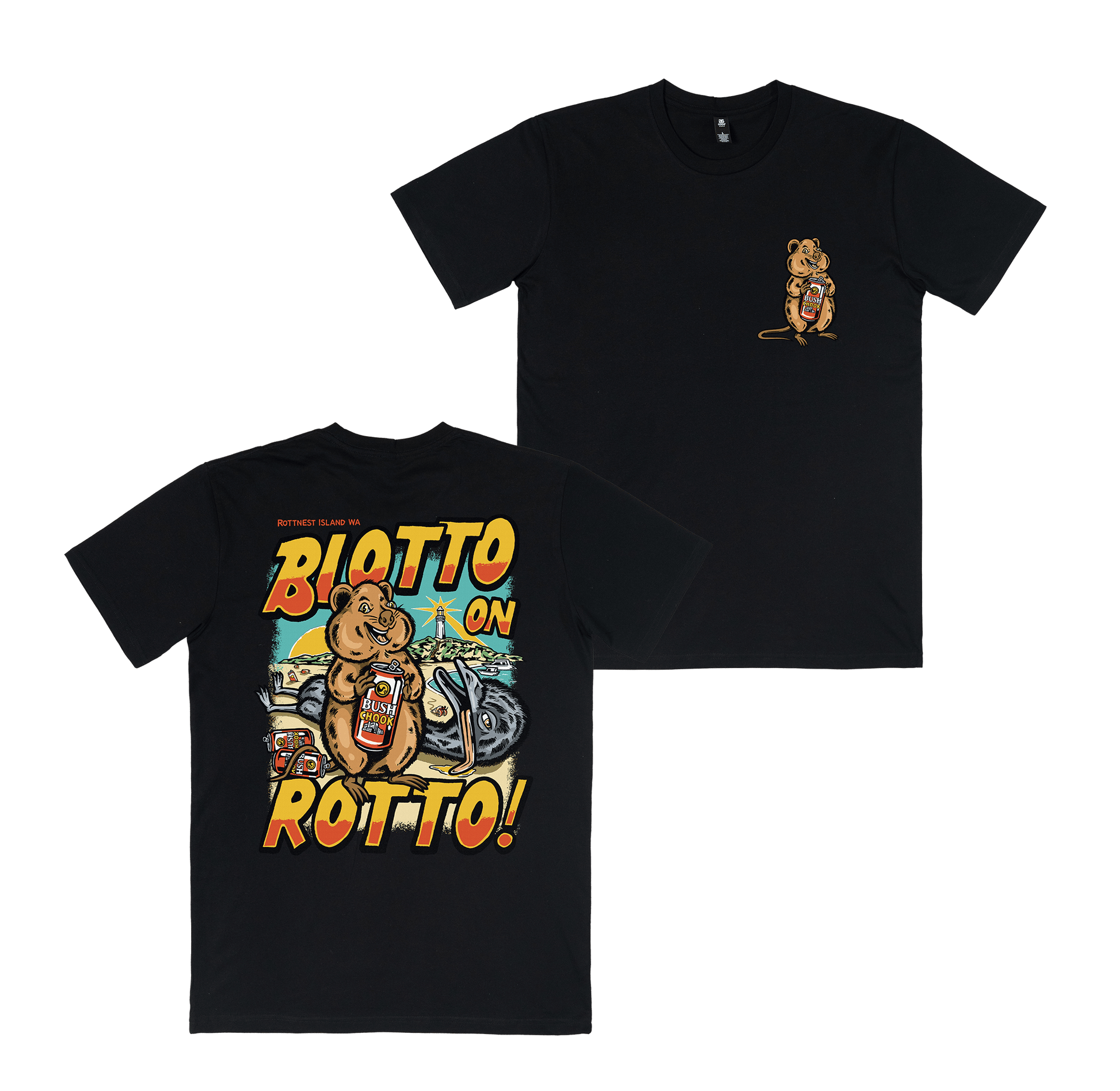 Blotto on Rotto 2 Tee Black T-Shirt Bush Chook