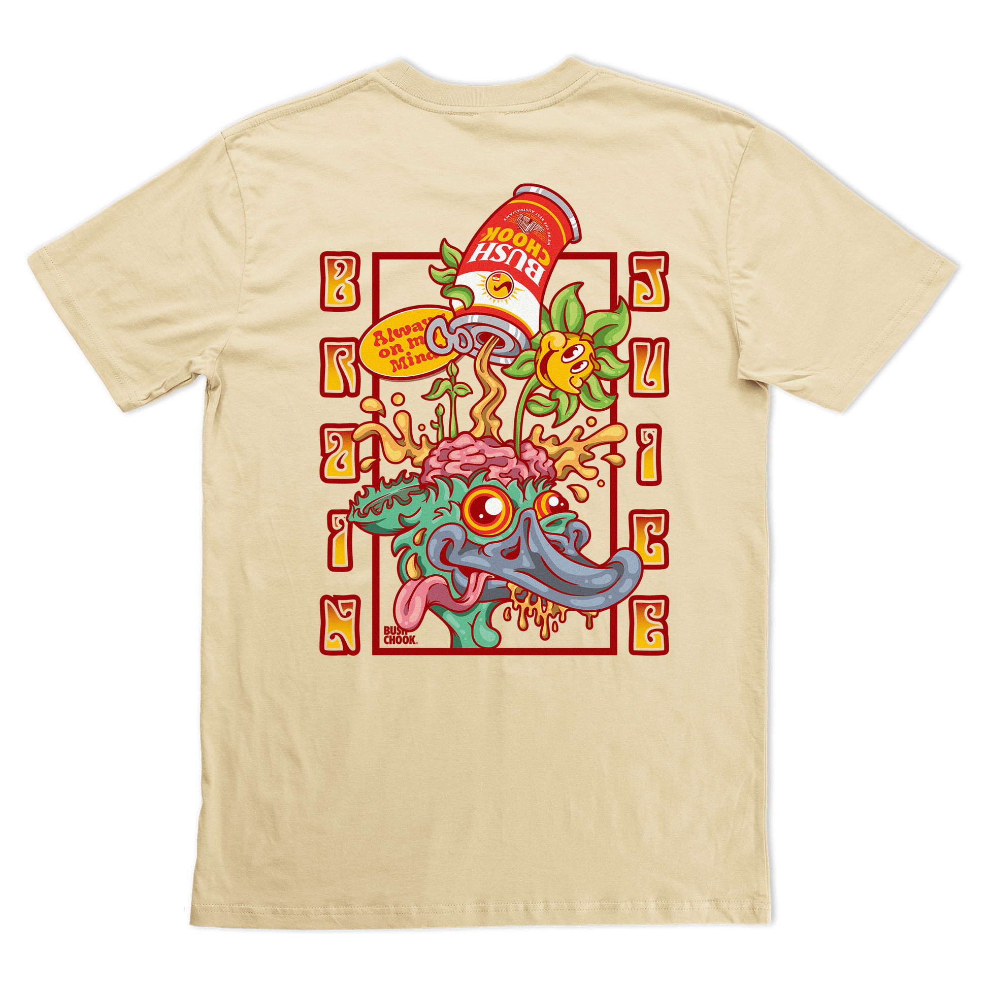 Brain Juice Tee Tan T-Shirt Bush Chook