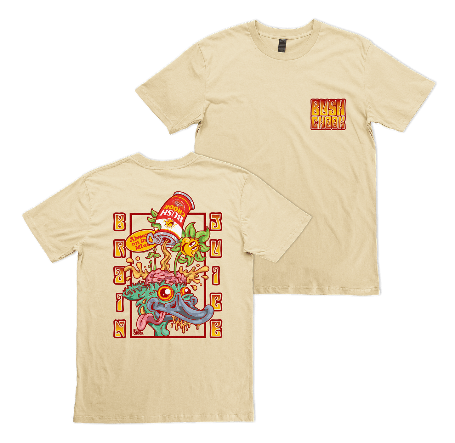 Brain Juice Tee Tan T-Shirt Bush Chook