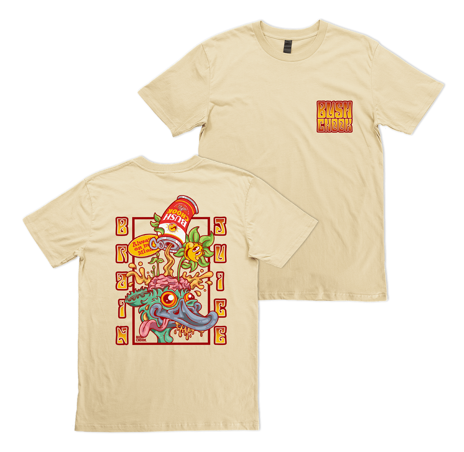 Brain Juice Tee Tan T-Shirt Bush Chook