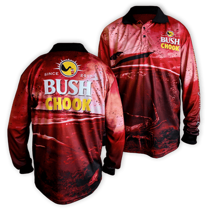 Bush Chook Fishing Jersey - Red Fishing Jersey Bush Chook