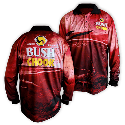Bush Chook Fishing Jersey - Red Fishing Jersey Bush Chook