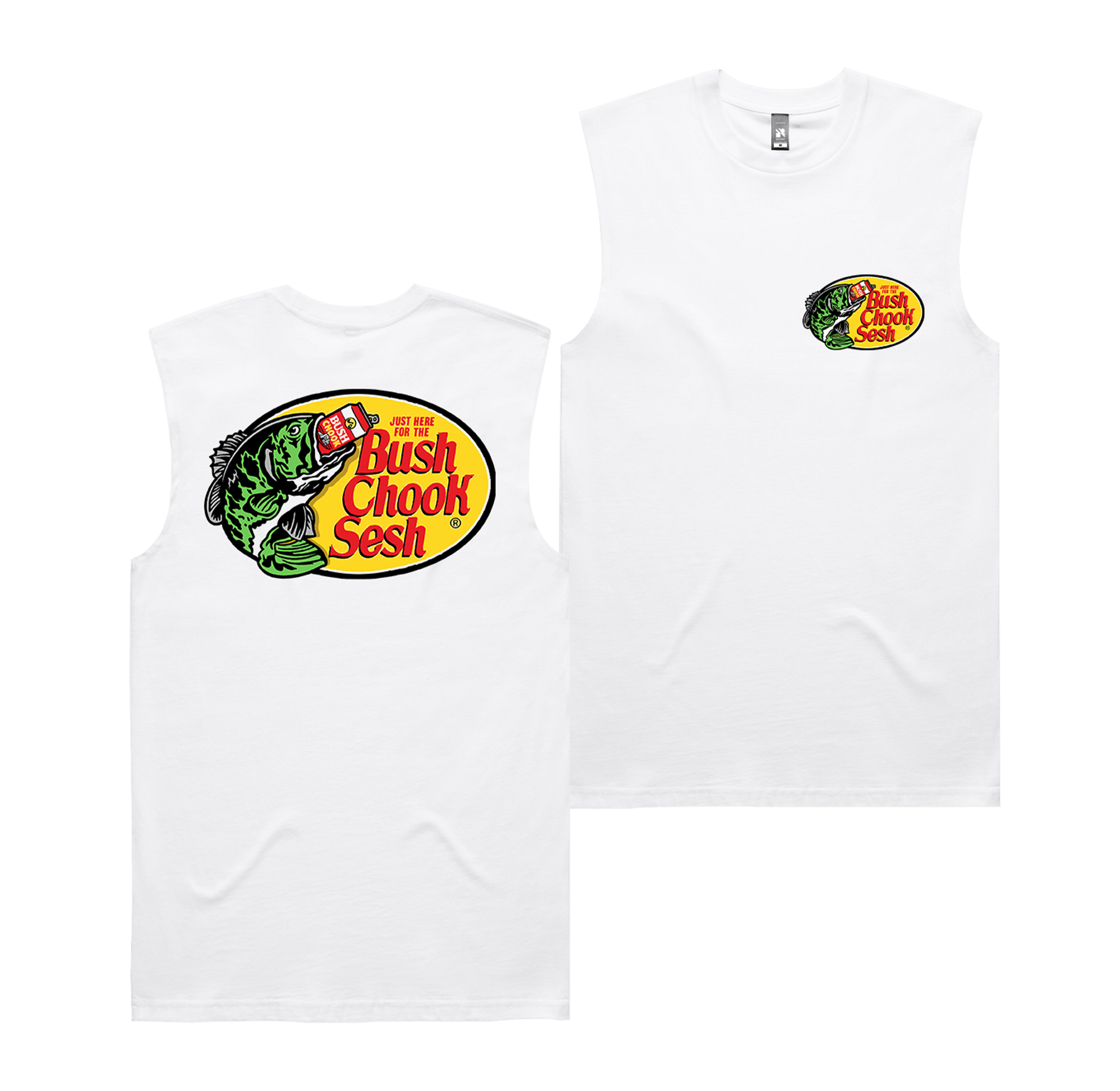 Bush Pro Muscle Tee White Muscle Bush Chook
