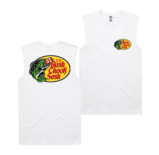 Bush Pro Muscle Tee White Muscle Bush Chook