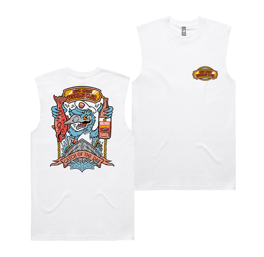 Catch of the Day Muscle Tee White T-Shirt Bush Chook