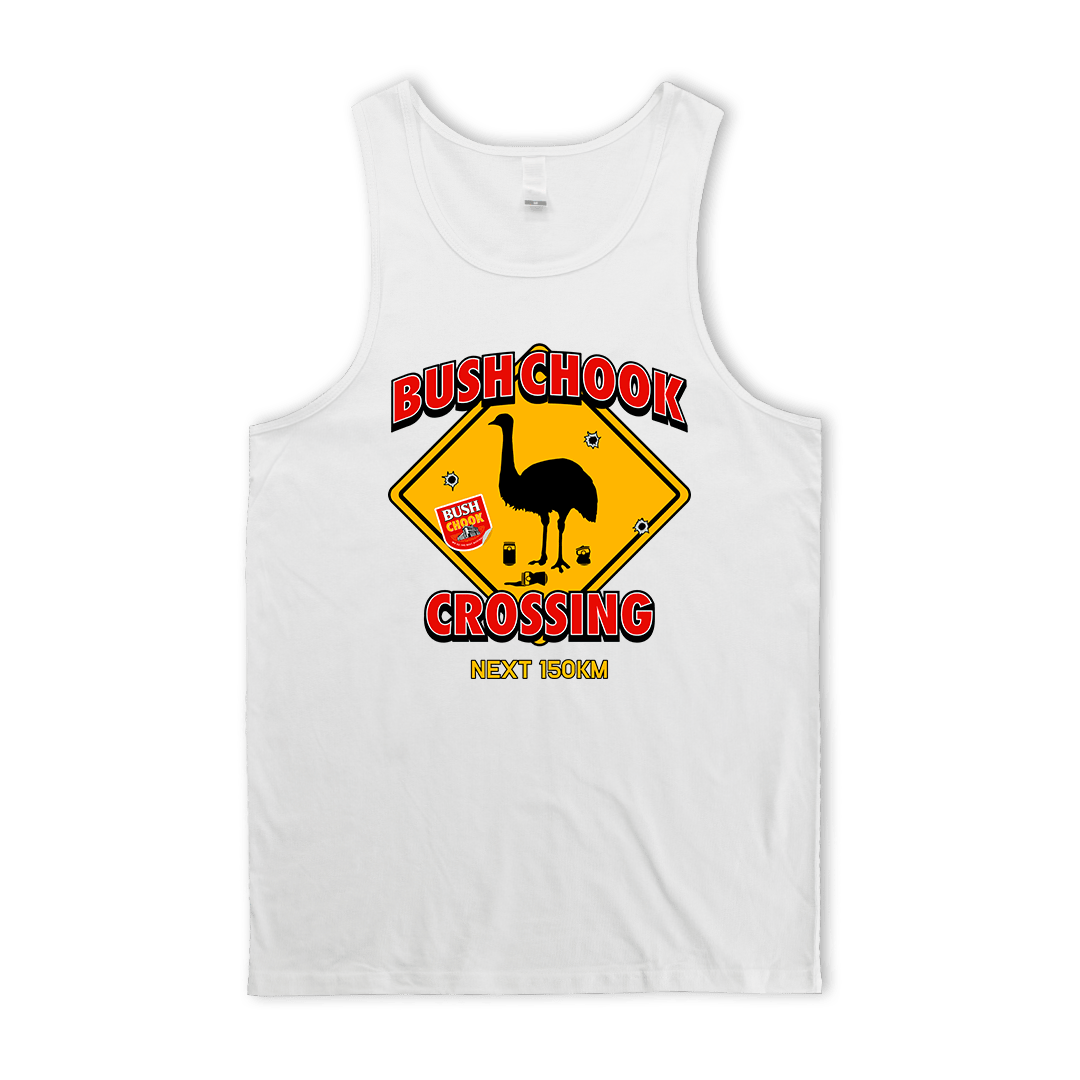 Chook Crossing Singlet White Singlet Bush Chook