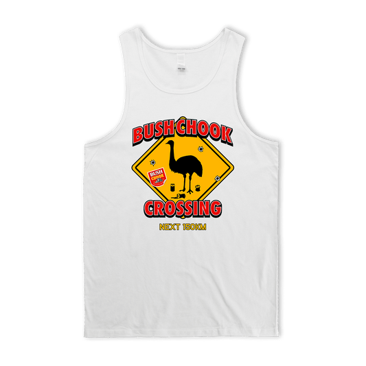 Chook Crossing Singlet White Singlet Bush Chook