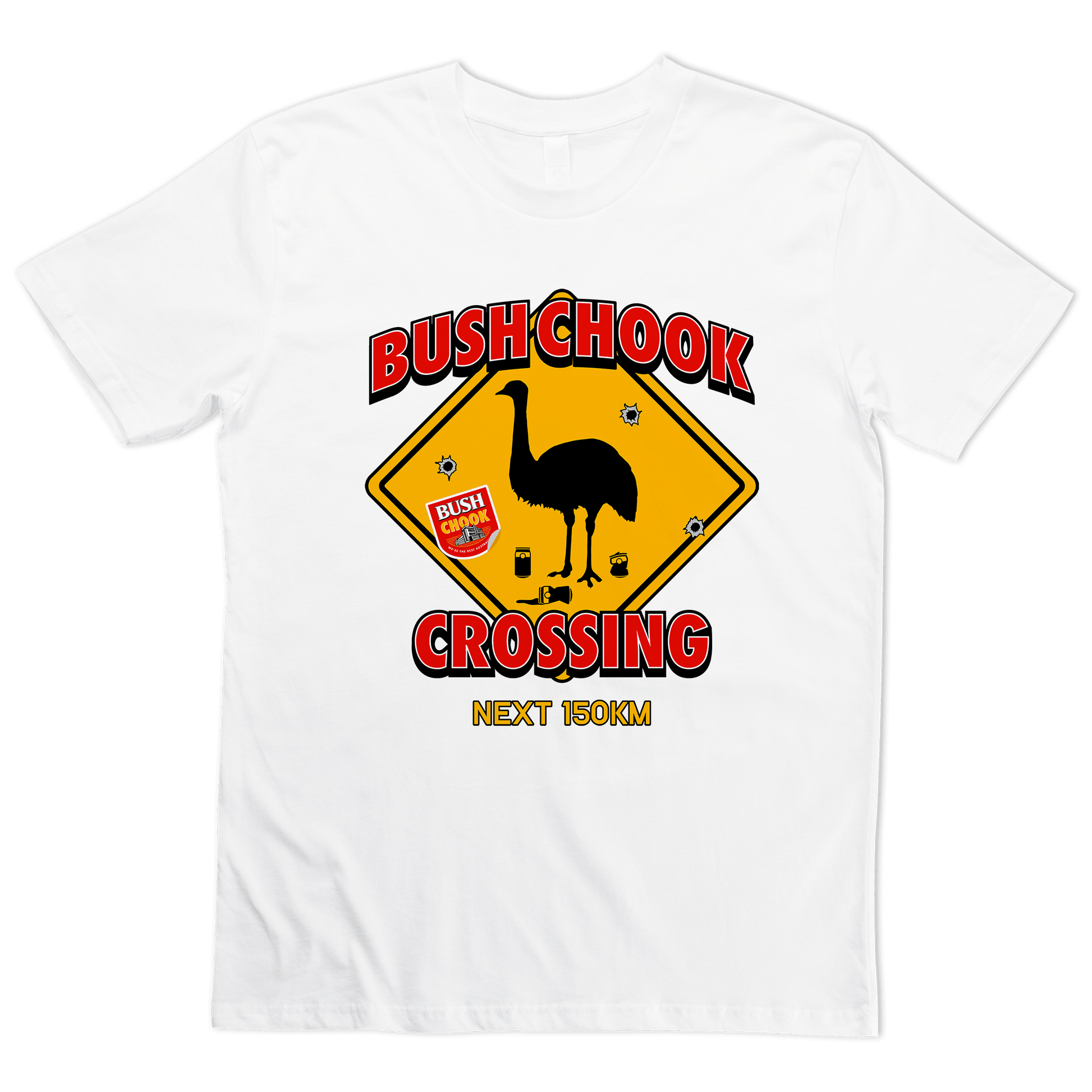 Chook Crossing Tee White T-Shirt Bush Chook