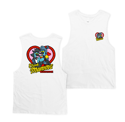 Chook Mumma Muscle Tee White Muscle Bush Chook