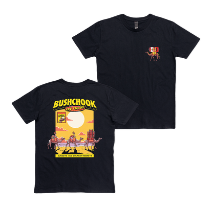 Chooks On Tour: Cable Beach Tee Black Bush Chook