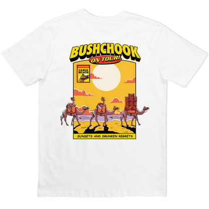 Chooks On Tour: Cable Beach Tee White Bush Chook