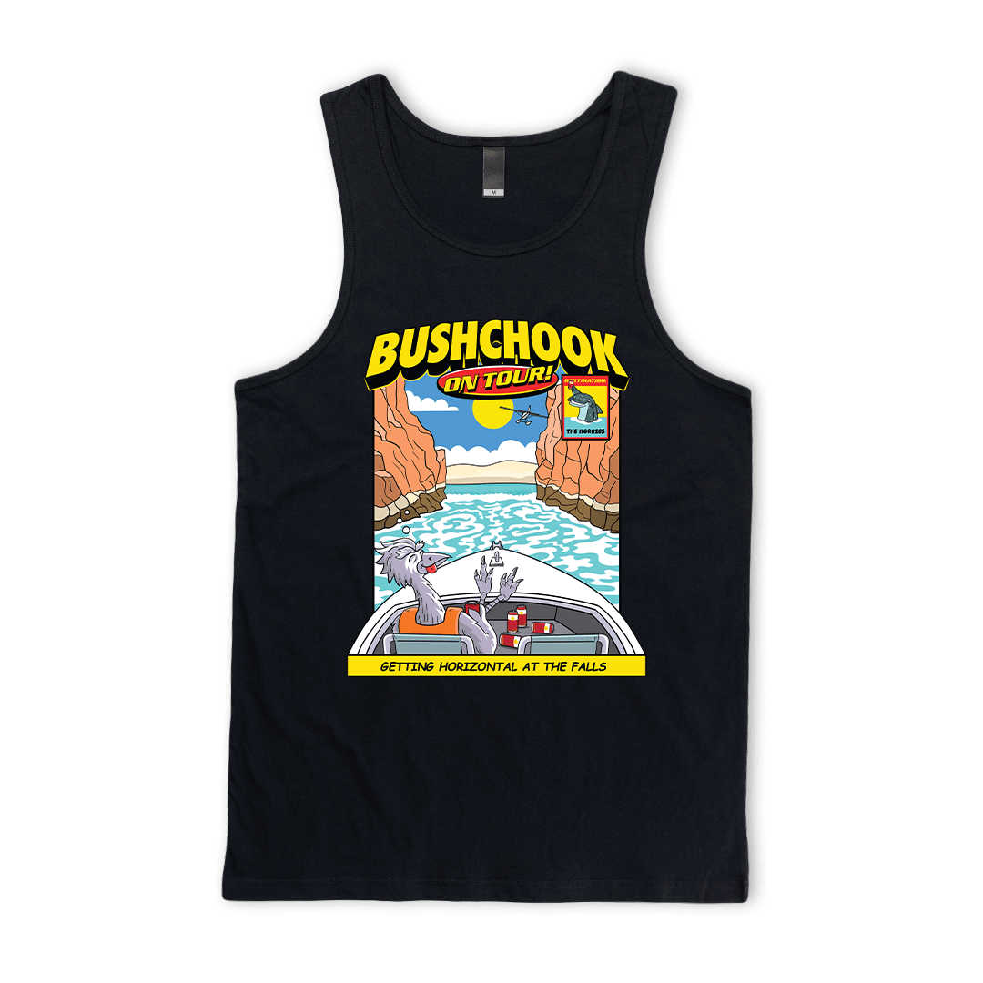 Chooks On Tour: Horizontal Falls Singlet Black Singlet Bush Chook