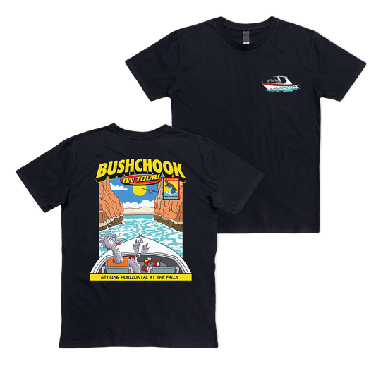 Chooks On Tour: Horizontal Falls Tee Black T-Shirt Bush Chook