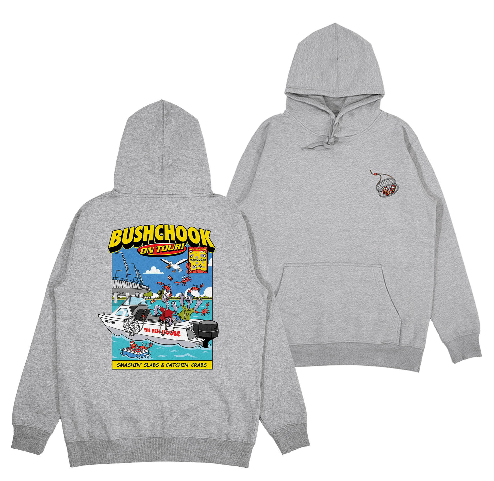 Chooks On Tour: Mandurah Hoodie Grey Hoodie Bush Chook