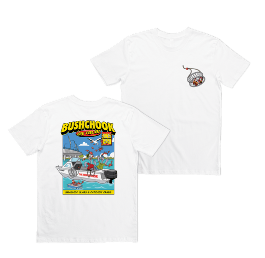 Chooks On Tour: Mandurah Tee White T-Shirt Bush Chook