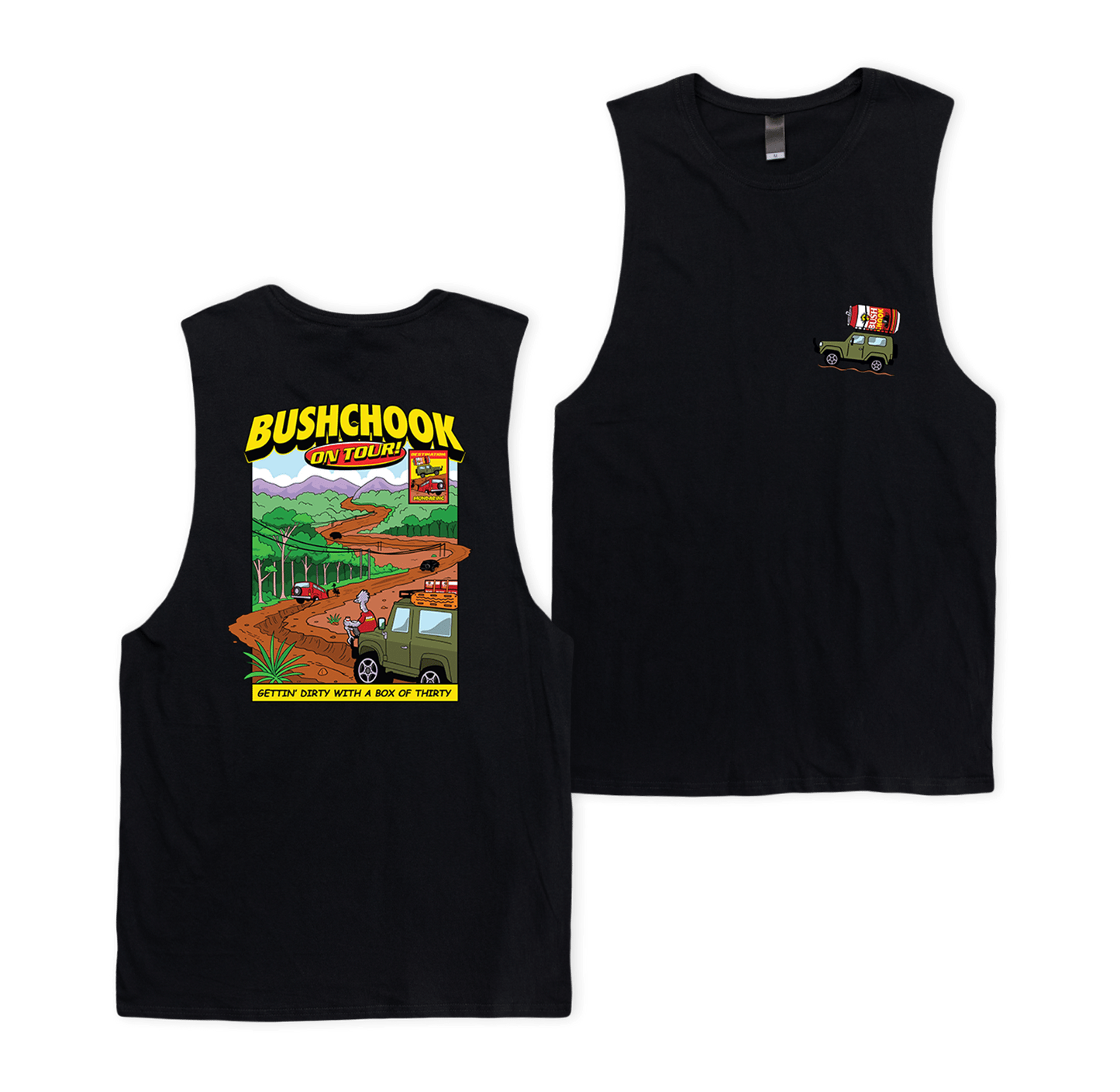 Chooks On Tour: Mundaring Muscle Tee Black Muscle Bush Chook