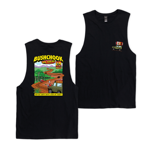 Chooks On Tour: Mundaring Muscle Tee Black Muscle Bush Chook