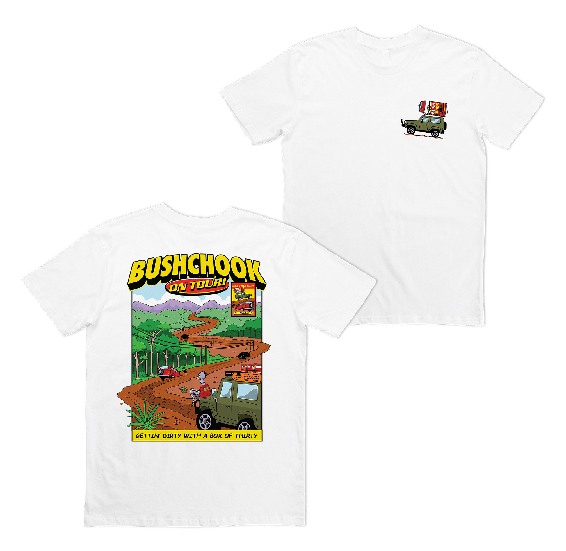 Chooks On Tour: Mundaring Tee White T-Shirt Bush Chook