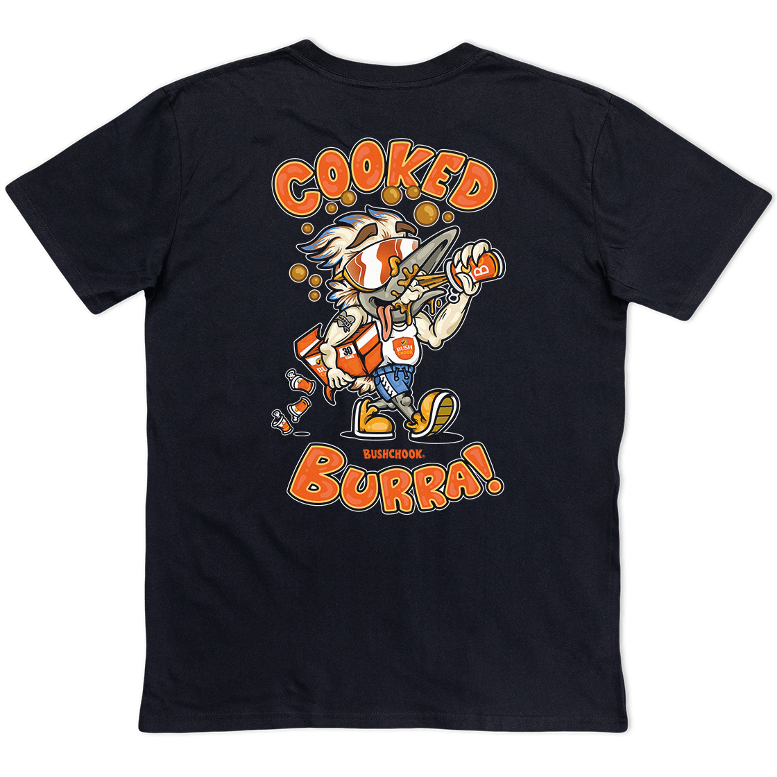 Cooked Burra Tee Black T-Shirt Bush Chook
