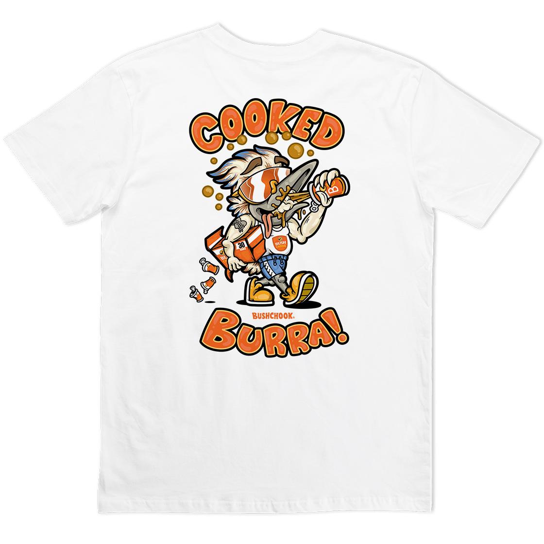 Cooked Burra Tee White T-Shirt Bush Chook